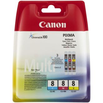 Cartouches d'origine 0621B029 / CLI-8 Canon - multipack 3 couleurs : cyan, magenta, jaune