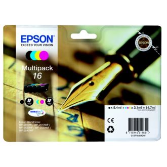Cartouches d'origine C13T16264012 / 16 Epson - multipack 4 couleurs : noire, cyan, magenta, jaune