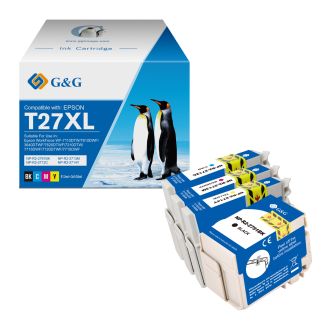 Cartouches compatible de première qualité C13T27154010 / 27XL Epson - multipack 3 couleurs : cyan, magenta, jaune