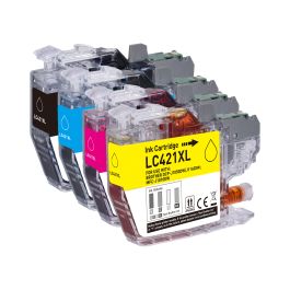 Cartouches compatible LC421XLVAL Brother - multipack 4 couleurs : noire, cyan, magenta, jaune