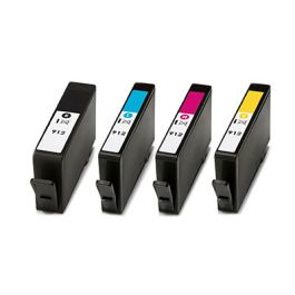 Cartouches compatible 3YP34AE / 912XL HP - multipack 4 couleurs : noire, cyan, magenta, jaune