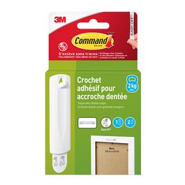 3M Command Crochet pour accroche de tableau dentée, blanc