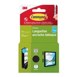 3M Command Languettes accroche-tableaux, taille: S, noir
