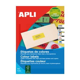 APLI Etiquette d'adresse, 70 x 31 mm, coins droits, jaune
