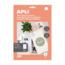 APLI Etiquette photo brillante, 210 x 297 mm, blanc