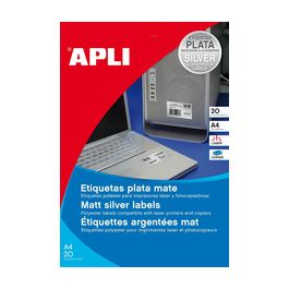 APLI Etiquette polyester, résistant, rond, argent mat
