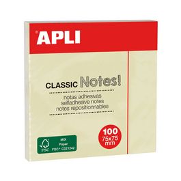 APLI Notes adhésives "CLASSIC Notes!", 75 x 50 mm, jaune
