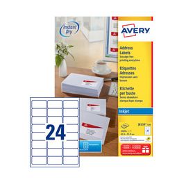 AVERY Etiquette d'adresse jet d'encre, 63,5 x 33,9 mm, blanc