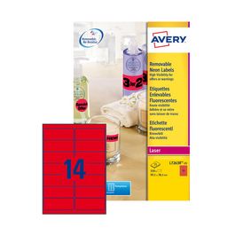 AVERY Etiquette fluorescente, 99,1 x 38,1 mm, rouge fluo