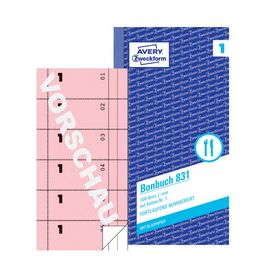 AVERY Zweckform Formularbuch "Bonbuch", 105 x 198 mm, rosa