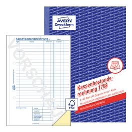 AVERY Zweckform Formularbuch "Kassenbericht/Bestand", A5