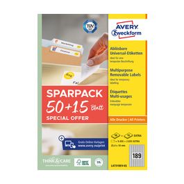 AVERY Zweckform Étiquette universelle, 63,5 x 29,6 mm, 50+15