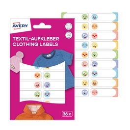 AVERY Étiquette pour textile, 13x45 mm, visage, multicolore