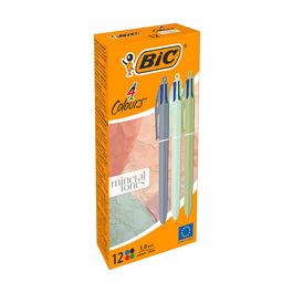 BIC Stylo à bille 4 Colours Mineral Tones, boîte de 12