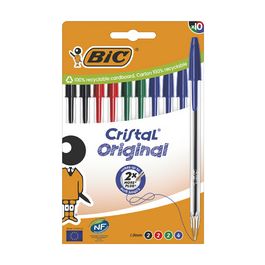 BIC Stylo à bille Cristal Original, boîte de 10, assorti