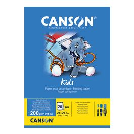 CANSON Bloc de papier pour la peinture Kids, A4, 200 g/m2