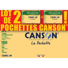 CANSON Papier à dessin "C" à grain, A4, lot de 2
