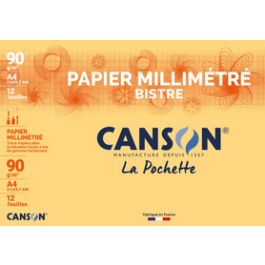 CANSON Papier millimétré, A4, 90 g/m2, couleur: bistre
