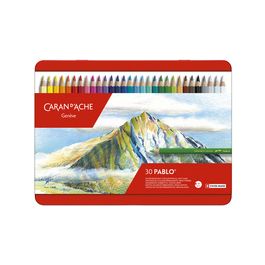 CARAN D'ACHE Crayons de couleur PABLO, étui métal de 30