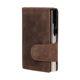 CLICKSAFE Porte-monnaie avec porte-cartes, cuir Hunter, brun