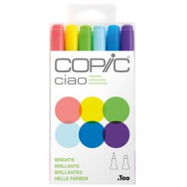 COPIC Marqueur ciao, kit de 6 "Brights"