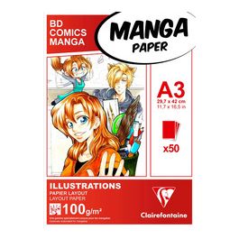 Clairefontaine Bloc de papier Layout MANGA ILLUSTRATIONS, A3