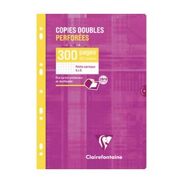 Clairefontaine Copies doubles perforées, A4, quadrillé 5x5
