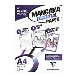 Clairefontaine Papier MANGA, A4, 15 feuilles, blanc