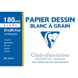 Clairefontaine Papier dessin "Blanc à Grain", 210 x 297 mm