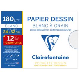Clairefontaine Papier dessin "Blanc à Grain", pack promo