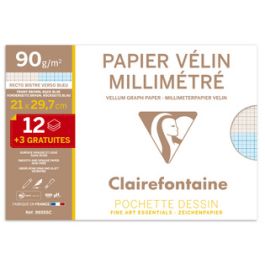 Clairefontaine Papier vélin millimétré, A4, pack promo