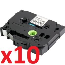 Ruban cassette compatible TZE-131 Brother - Pack de 10 (noir, transparent)