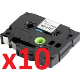 Ruban cassette compatible TZE-231 Brother - Pack de 10 (noir, blanc)