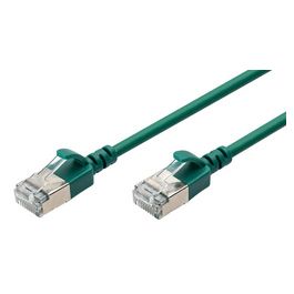 DIGITUS Câble de brassage Slim, cat. 6A, F/FTP, 0,3 m, vert