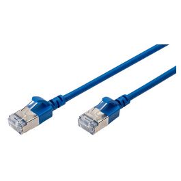 DIGITUS Câble de brassage Slim, cat. 6A, F/FTP, 2,0 m, bleu