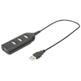 DIGITUS Hub USB 2.0, 4 ports, longueur câble : 300 mm, noir