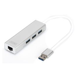 DIGITUS Hub USB 3.0 & adaptateur LAN Gigabit, 3 ports
