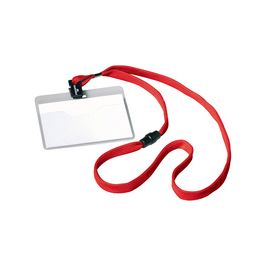 DURABLE Badge, avec lacet textile, 90 x 60 mm, rouge