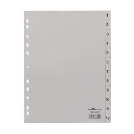 DURABLE Intercalaires en plastique, chiffres, A4, 12 touches