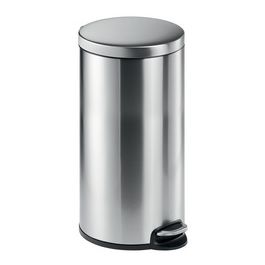 DURABLE Poubelle à pédale en acier inox., rond, 30 l, argent