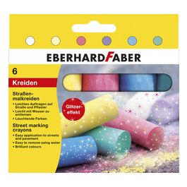 EBERHARD FABER Craie de trottoir pailletée, étui carton de 6