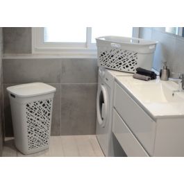 EDA Panier à linge ALMERIA, avec couvercle, 60 L, gris