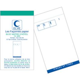 ELVE Bloc Maître d'Hôtel, 96 x 165 mm, 50 feuillets tripli