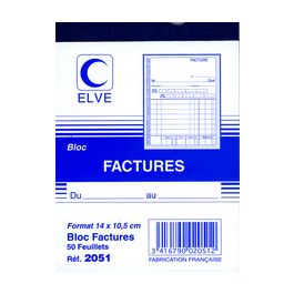 ELVE Bloc "factures", 140 x 105 mm, 50 feuillets