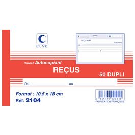 ELVE Manifold "Reçus avec TVA", 105 x 180 mm, dupli