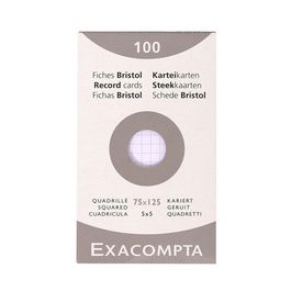 EXACOMPTA Fiches bristol, 75 x 125 mm, uni, blanc
