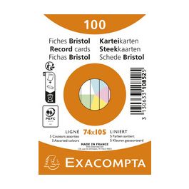 EXACOMPTA Fiches bristol, A7, ligné, rose