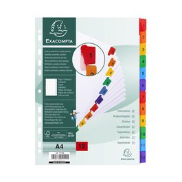 EXACOMPTA Intercalaires en carton 1-12, A4, 12 touches