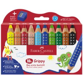 FABER-CASTELL Crayon de couleur Grippy, étui carton de 10