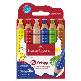 FABER-CASTELL Crayon de couleur Grippy, étui carton de 6